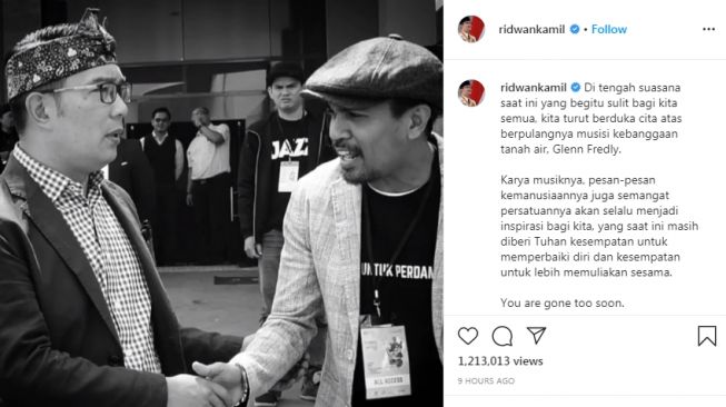 Glenn Fredly Meninggal, Ridwan Kamil: Semangat Persatuannya Menginspirasi