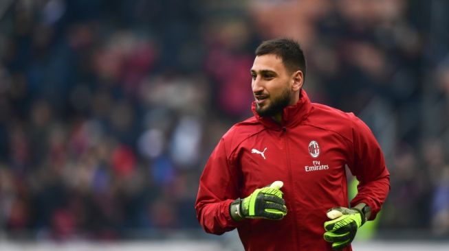 Kiper AC Milan, Gianluigi Donnarumma. [Miguel MEDINA / AFP]