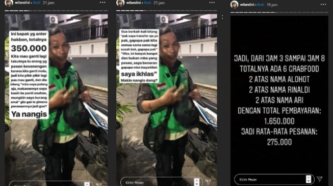 Viral diteror 11 order fiktif Grabfood (Instagram/@wilandini)