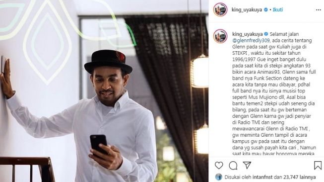 Kenangan Uya Kuya terhadap sosok mendiang Glenn Fredly [Instagram/@king_uyakuya]