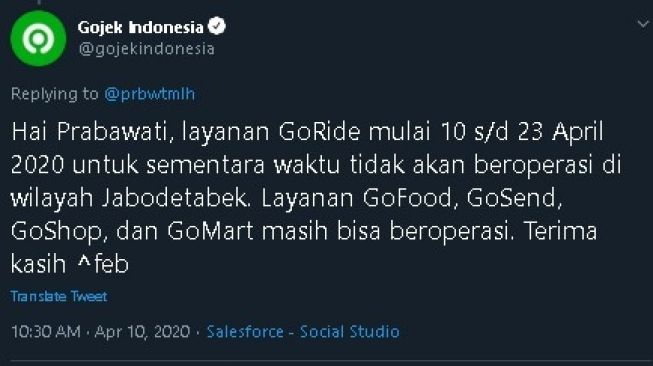 Hari pertama PSBB Jakarta. (Twitter)