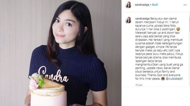 Sandra Olga bagikan alasan jarang update di Instagram. (Instagram/@sandraolga).