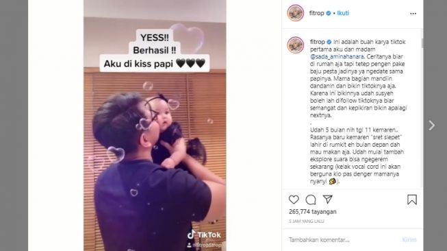 Anak Fitri Tropica, Sada Amina Hanara. (Instagram/@fitrop)