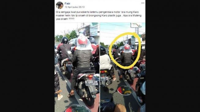 Viral Pengendara Motor Berlapis Plastik, Warganet: Demi Lawan Corona!