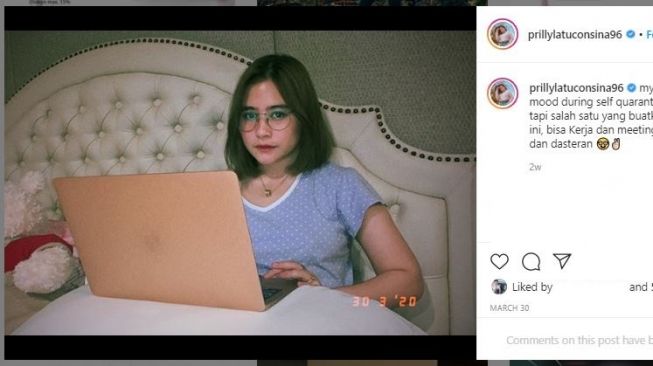 Prilly Latuconsina Selama Karantina di Rumah (instagram.com/prillylatuconsina96)