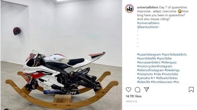 Moge Yamaha dibikin kursi goyang untuk mainan anak-anak (Instagram-universalbikers)