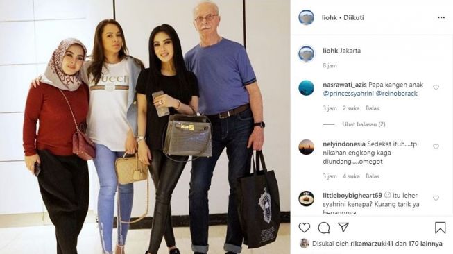 Syahrini dan ayah angkatnya yang bule [Instagram]