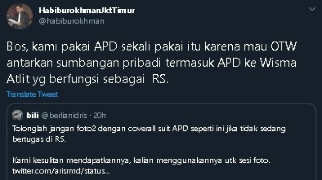 Cuitan Habiburokhman soal DPR pakai seragam mirip APD. (Twitter/@habiburokhman)