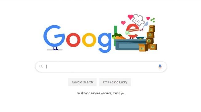 Google Doodle ucapan terima kasih ke layanan kuliner. [Google]