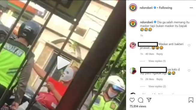 Pemotor pakai masker wajah di jalan (Instagram-ndorobeii)