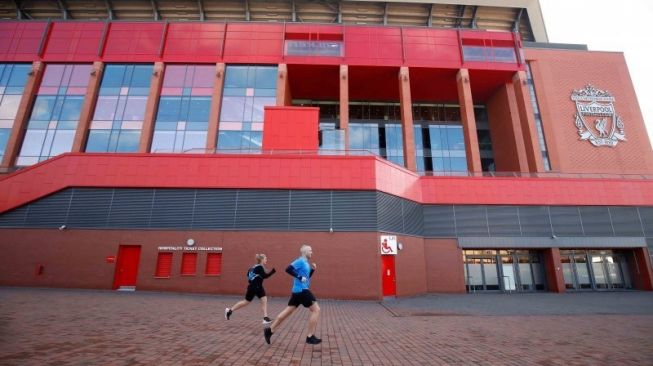 Suasana Stadion Anfield yang menjadi markas klub sepak bola Liverpool di Liverpool, Inggris, Jumat (13/3/2020) [ANTARA FOTO/Action Images via Reuters/Jason Cairnduff/wsj].