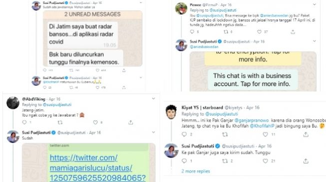 Susi Pudjiastuti menyampaikan keluhan warganet ke empat Gubernur (Twitter)