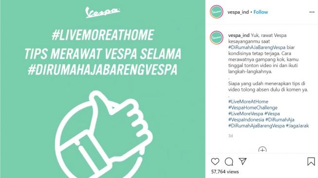 Tips mudah cara rawat motor ala anak Vespa (Instagram-vespa_ind)