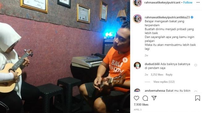 Kegiatan yang sedang diseriusi Kekeyi.[Instagram/rahmawatikekeyiputricantikka23.]