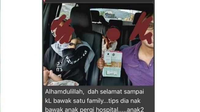 Memanfaatkan anak untuk berobat ke rumah sakit (Facebook-Polis Daerah Dungun)