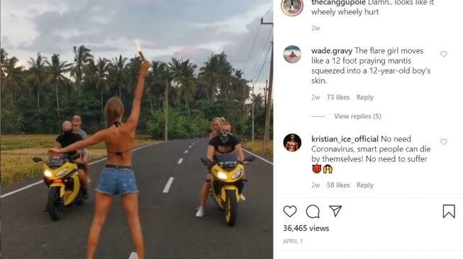 Pemotor terjungkal, ef (Instagram-ek tergoa dengan gadis pemberi aba-aba di garis start (Instagram-thecanggupole)