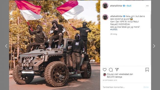 Mobil perang Atta Halilintar berbasis Jeep Wrangler Rubicon. (Instagram/@attahalilintar)