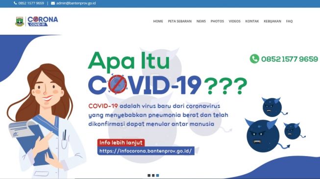 Website peta penyebaran virus corona di Banten. [Bantenprov]