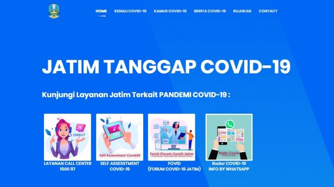 Website peta penyebaran virus corona di Jatim. [Jatimprov]