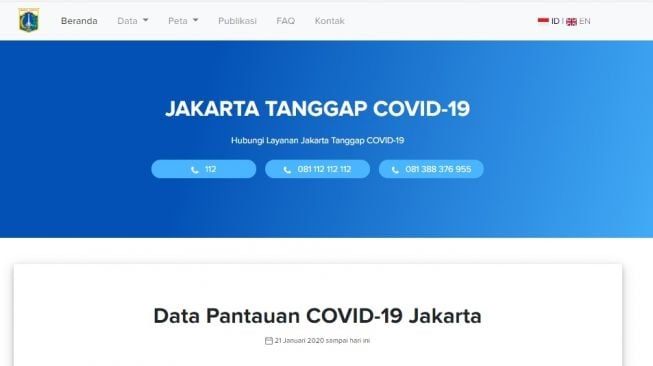 Website peta penyebaran virus corona di Jakarta. [Jakarta]