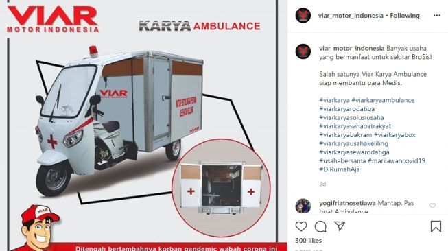 Motor ambulans Viar Karya. (Instagram)