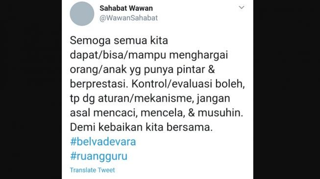 Cuitan warganet terkait mundurnya Belva Devara. [Twitter]