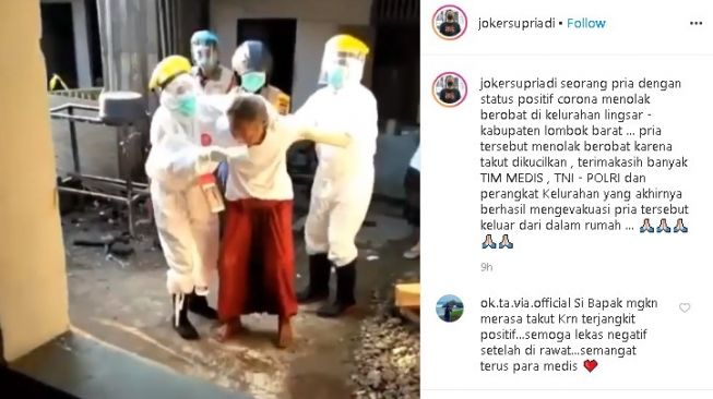 Pasien virus corona ogah berobat, diduga karena takut dikucilkan. (Instagram/@jokersupriadi)