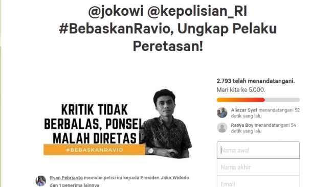 Ditangkap Polisi Usai WA Diretas, Muncul Petisi Bebaskan Ravio Patra