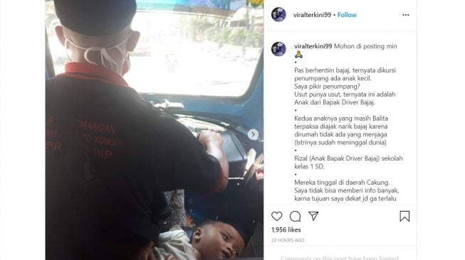 Viral Perjuangan Sopir Bajaj Bawa Bayi Saat Narik di Tengah Wabah Corona