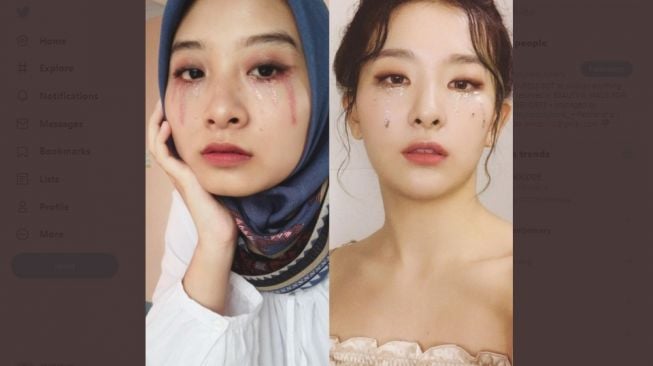 Cewek Ini Pamer Teardrop Makeup, Warganet: Seulgi Red Velvet Versi Mualaf?