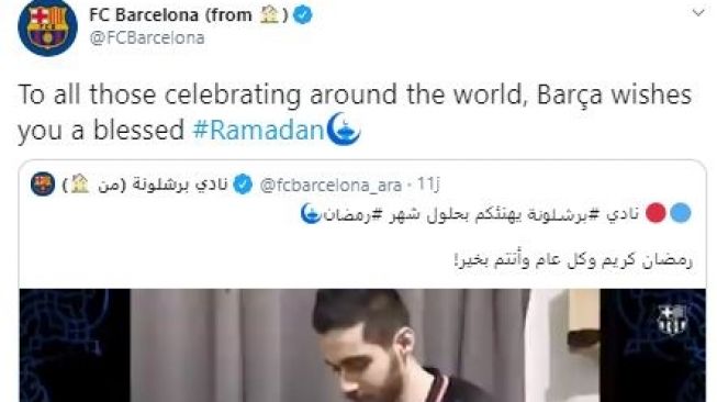 Ucapan selamat Ramadan dari Barcelona. (Twitter/@fcbarcelona).