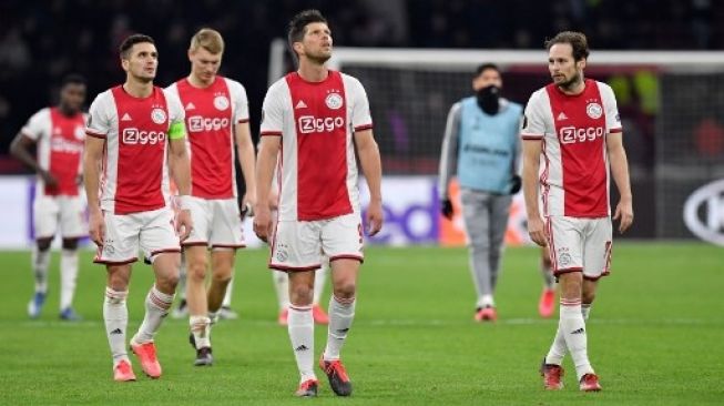 Para pemain Ajax Amsterdam usai laga di Johan Cruijff Arena stadium. JOHN THYS / AFP
