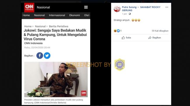 CEK FAKTA, konten yang klaim Jokowi bedakan mudik dan pulang kampung untuk mengelabui corona (turnbackhoax.id)