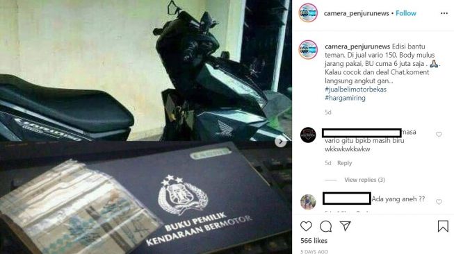 Honda Vario 150 dijual cuma Rp 6 juta saja (Instagram-camera_penjurunews)