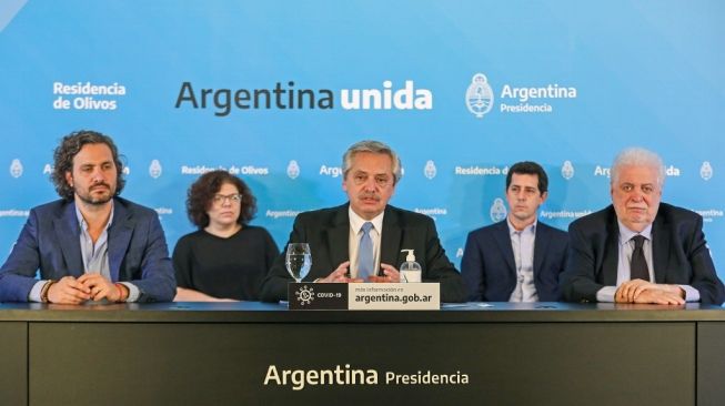 Presiden Argentina, Alberto Fernandez. [ESTEBAN COLLAZO / Argentina's Presidency Press Office / AFP] 