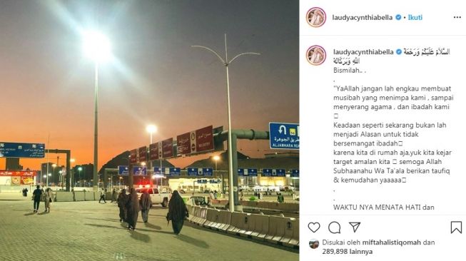 Unggahan Laudya Cynthia Bella soal menjalani Ramadan di tengah pandemi virus corona atau COVID-19. [Instagram/@laudyacynthiabella]