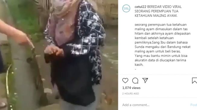 Viral seorang ibu mencuri ayam untuk beli beras (Instagram/cetul22)