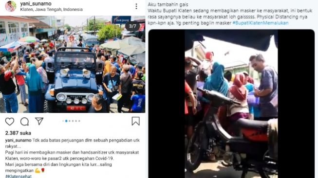 Bupati Klaten Viral, Postingan Lamanya Bagi-bagi Masker Jadi Sorotan