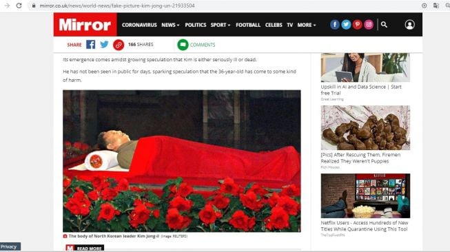 Penjelasan CEK FAKTA, Foto pemakaman Kim Jong-il (Mirror)