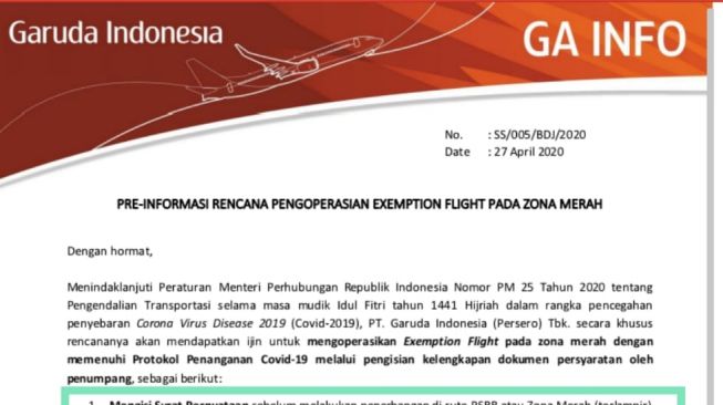 Persyaratan penumpang Garuda selama covid-19