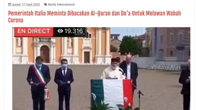 CEK FAKTA: Benarkah Pemerintah Italia Minta Dibacakan Alquran Lawan Corona?