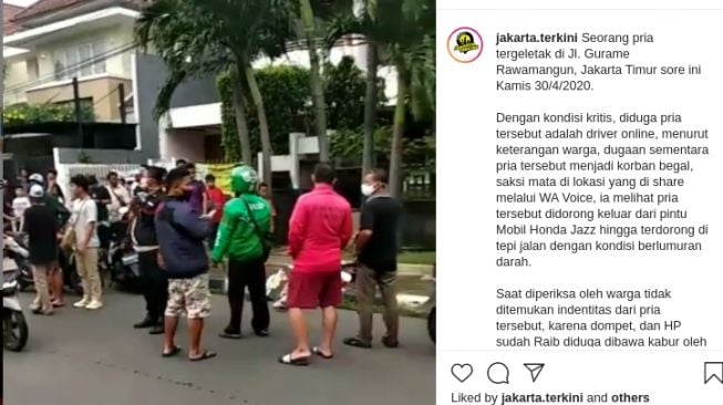 Diduga Korban Begal, Sopir Taksi Online Tergeletak di Pinggir Jalan