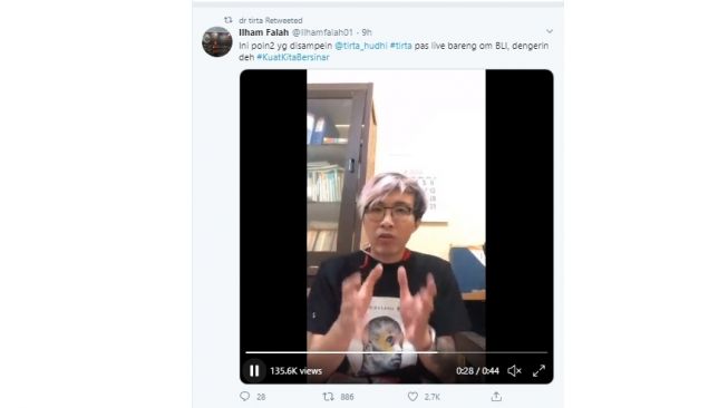 Pernyataan Dokter Tirta yang viral ketika diskusi bersama Jerinx SID (Twitter)