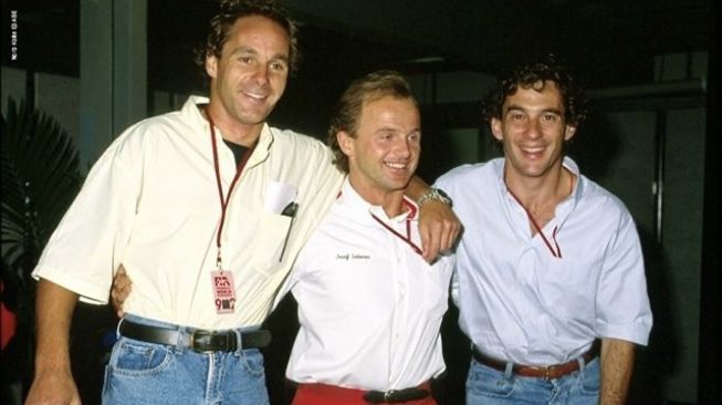 Kenangan Gerhard Berger dan Ayrton Senna memenangi balap F1 GP San Marino 1991 di tim McLaren-Honda dengan posisi juara satu (Senna) dan dua (Berger) [Instagram @oficialayrtonsenna].