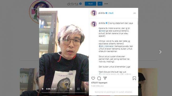 Bahas Konspirasi Corona, Live Streaming Dokter Tirta Dan Jerinx Eror 8 Kali