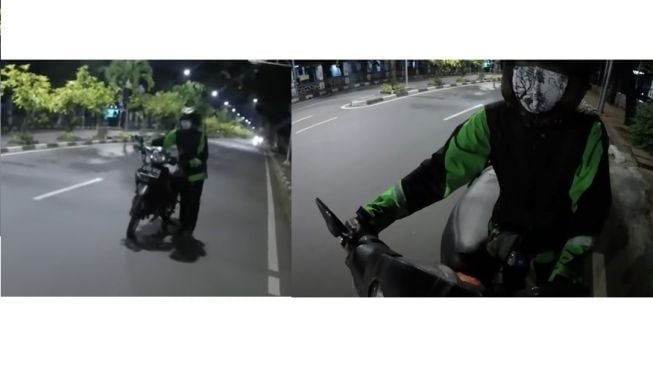 Ojol dorong motor sampai ke rumahnya (Youtube-elang motovlog)