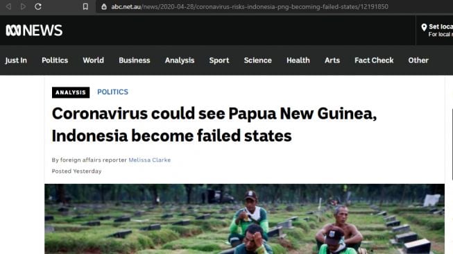 Media Australia sebut Indonesia gagal tangani corona. (abc.net.au)