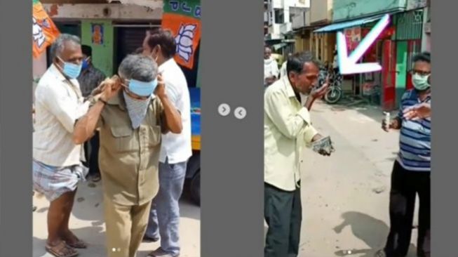 Aksi Pria Paruh Baya Pakai Masker di Jidat hingga Mau Jilat Hand Sanitizer