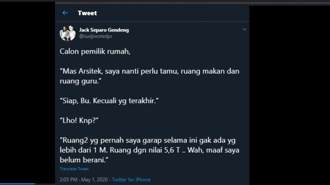 Cuitan Sudjiwo Tedjo soal Prakerja dan Ruangguru. (Twitter/sudjiwotedjo)