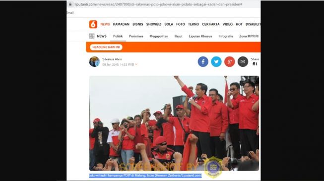 Penjelasan CEK FAKTA, Foto Jokowi yang asli saat kampanye tahun 2014 (turnbackhoax.id)